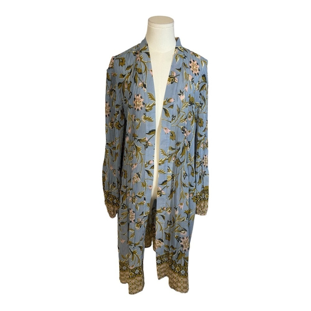 DR2 Delilah Floral Kimono Cover-Up Cardigan Sky Blue size M L Medium Large Beach